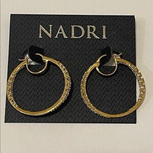 Nadri Gold/Crystal Hoop Earrings